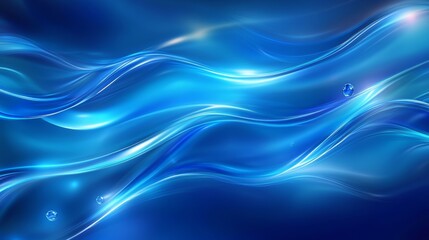 Fototapeta premium Bluewater waves on the surface ripples blurred. Defocus blurred transparent blue colored clear calm water surface texture with splash and bubbles. Water waves with shining pattern texture background.
