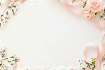 A beautifully designed ribbon banner frame in soft colors, perfect for accentuating special announcements or celebrations with a touch of sophistication.