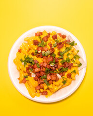 Restaurant food. Various dishes. Clubhouse, pizza, sushi. Traditional food