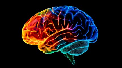 Vibrant Colorful Human Brain Anatomy Illustration