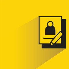 resume and pen icon with shadow on yellow background
