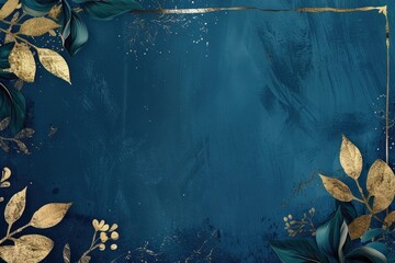 Abstract floral frame subtle gold splash copy space