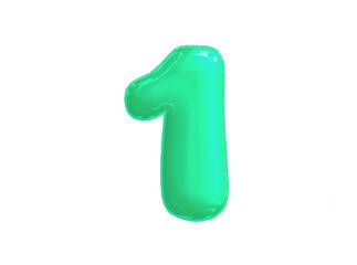 Bright blue green celebrated air balloons word ONE