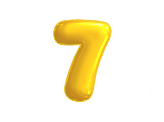Bright yellow celebrated air balloon number SEVEN