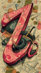 Abstract Z Letter: Bold Pink, Whimsical Design