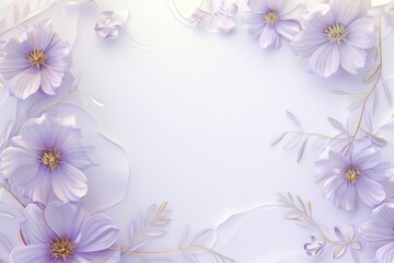 Fototapeta premium Abstract floral frame subtle gold splash copy space