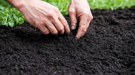 Hands in Soil for Gardening in Natural Light
