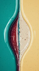 Abstract Fluid Art  Yellow  Turquoise  Maroon Swirl Background