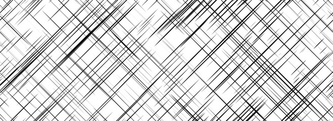 Black cross hatch seamless texture. Diagonal line repeating pattern surface. Rough sackcloth or burlap fabric background. Crosshatch linen canvas material overlay. Vector backdrop