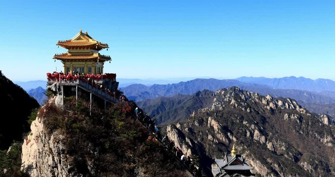 Laojun Mountain Taoist Temple.Laojun Mountain scenic spot in Luoyang is said to be the place where Li Er (Lao Zi), the first ancestor of Taoism, retired and cultivated.