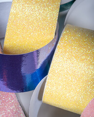 shiny and metallic colored paper close up