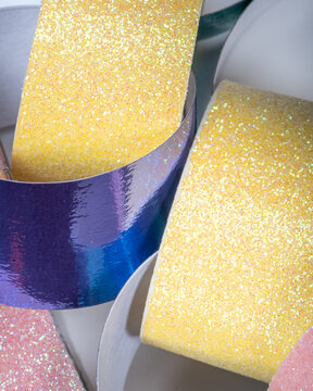 shiny and metallic colored paper close up