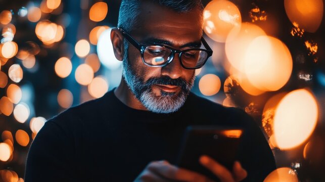 Elderly Man Using Technology at Home Office