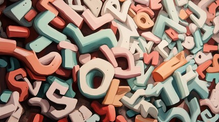 Fototapeta premium Abstract Colorful Letter Forms: A Vibrant Typographic Composition
