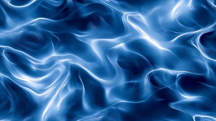 Obraz premium Bluewater waves on the surface ripples blurred. Defocus blurred transparent blue colored clear calm water surface texture with splash and bubbles. Water waves with shining pattern texture background.