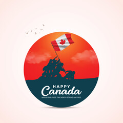 Happy Canada day. Canada independence day creative ads 1 July. vector 3d illustration