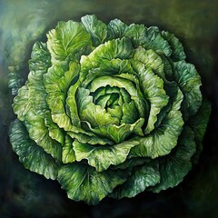 Obraz premium Close-up of a lush green lettuce head