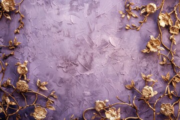 Obraz premium Abstract floral frame subtle gold splash copy space