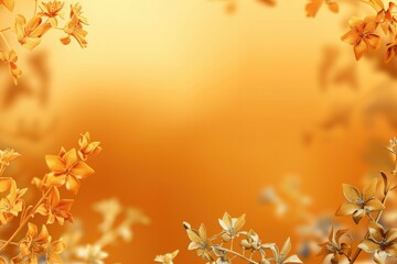 Abstract floral frame subtle gold splash copy space