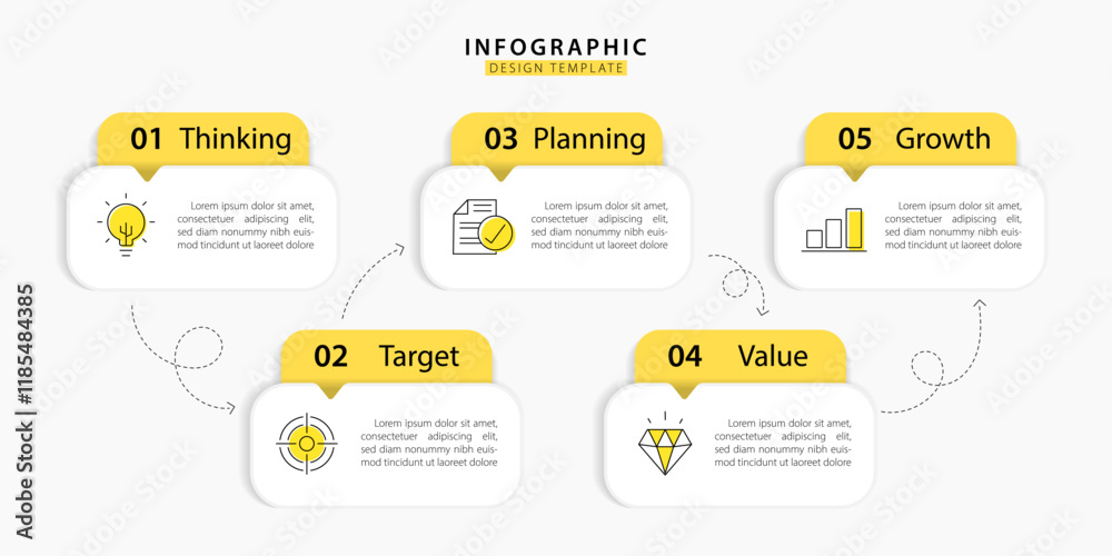 Leinwandbilder timeline creator infographic template. 5 step timeline journey, calendar flat simple infographics de