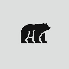Obraz premium very simple flat and minimalist Grizzly Bear silhouette in black on a white background