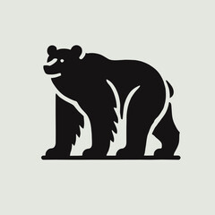 Fototapeta premium very simple flat and minimalist Grizzly Bear silhouette in black on a white background