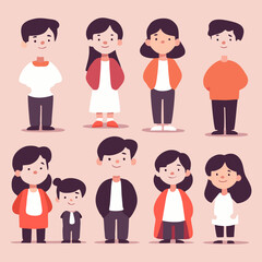 set of wedding icons with vintage color