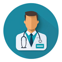 Fototapeta premium A stylized illustration of a doctor wearing a white coat and stethoscope, symbolizing healthcare and medical profession.