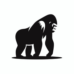 Obraz premium very simple flat and minimalist Gorilla silhouette in black on a white background