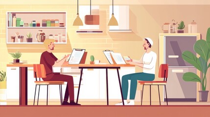 Couple Preparing for Retirement at Kitchen Table