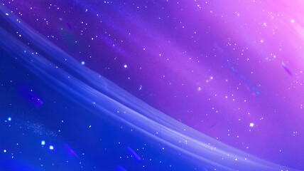 Obraz premium A cosmic nebula background in vibrant purples and blues, swirling with gaseous clouds and scattered twinkling stars, creating a mesmerizing deep-space scene. 