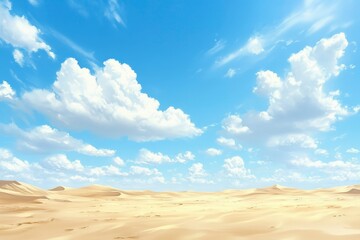 Fototapeta premium Vast Desert Landscape Under Clear Blue Sky