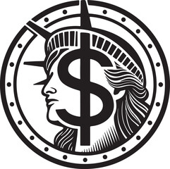 Dollar icon and logo silhouette vector design.
