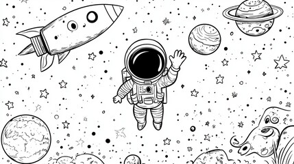 Space Explorer Coloring Page