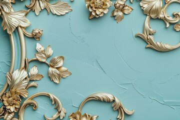 Abstract floral frame subtle gold splash copy space