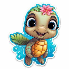 Obraz premium turtle on a white background, cartoon style.Generative AI