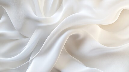Obraz premium Close-up of elegant, flowing white silk fabric with soft, gentle folds and waves.
