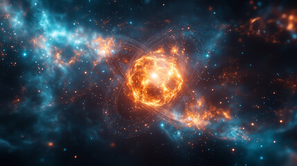 Obraz premium Atomic Network - Molecular Connections in a Futuristic Cosmos