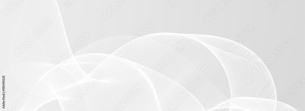 Poster Abstract grey wavy line background. Silver flowing wave pattern. Technology curved undulated stripe wallpaper. Tech backdrop concept for poster, banner, cover, flyer, booklet. Vector illustration