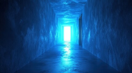 Obraz premium Mysterious Blue Corridor Leading to Light