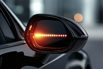 Obraz premium Sleek Car Side Mirror with Integrated LED Indicator Lights