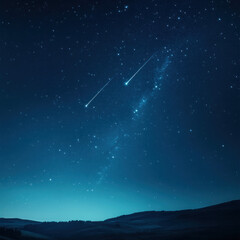 stunning night sky filled with stars and shooting meteors over serene landscape