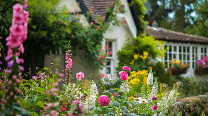 Cottage garden decor and landscape design, outdoor furniture and countryside house patio terrace, country cottage style idea