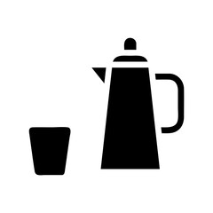 Coffee pot and cup icon. Concept of breakfast, morning, and break time.