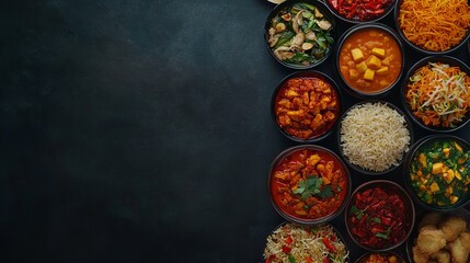 Colorful Array of Delicious Food Bowls on a Wooden Table Creating a Warm and Inviting Atmosphere