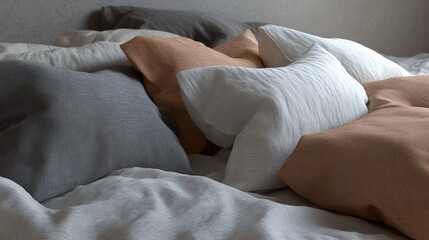 Cozy Bedroom with Soft Linens and Pillows