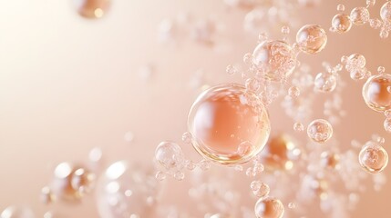 Fototapeta premium Abstract image of peach colored bubbles floating in air