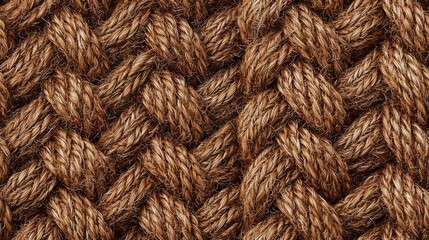 Fototapeta premium A close-up view of a textured, braided rope pattern showcasing rich brown tones and intricate weaving.