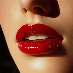Obraz premium Alluring Red Lips: Beauty, Fashion, and Cosmetics