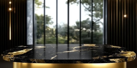 Aesthetic background blending marble and glass for stylish promotional material.